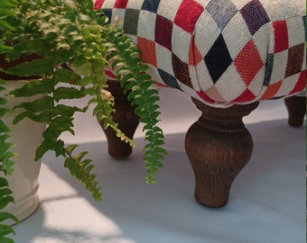 Tapestry fabric footstool, tulip or bun style feet. Many fabrics and sizes to choose from