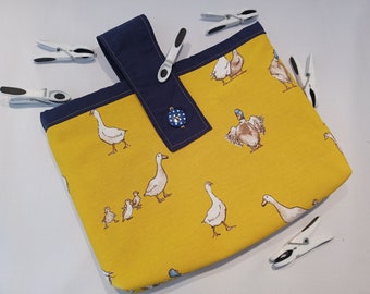 Buttoned peg bags/storage in various designs by talulah, 100% cotton ,fully lined
