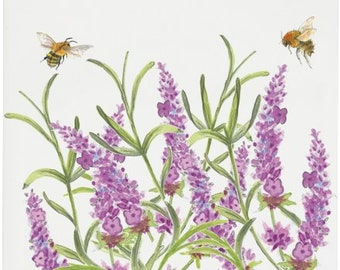 Purple Lavender Flowers with Bees and a non slip cork base