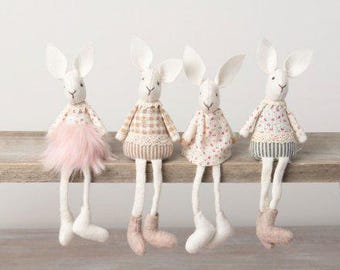 Neutral & Floral Shelf Sitting Rabbit Decorations - Spring - Easter Decor