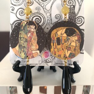 Orecchini in Canvas, 100% cotone naturale - Bacio di Klimt.