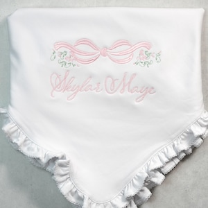 Manta de bebé personalizada, tamaño 31x29, regalo de baby shower, regalo de manta de recuerdo, algodón Pima bordado, regalo para volver a casa, regalo de baby shower,