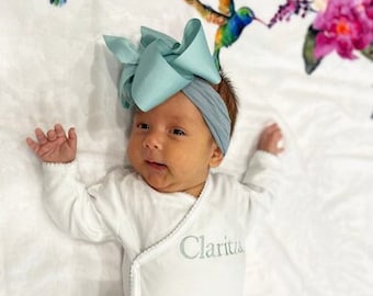 Baby Coming Home Outfit, Baby monthly milestone picture perfect, Kimono Mint Set, Coming Home, Baby Shower Gift, 100% Pima, Mint headband