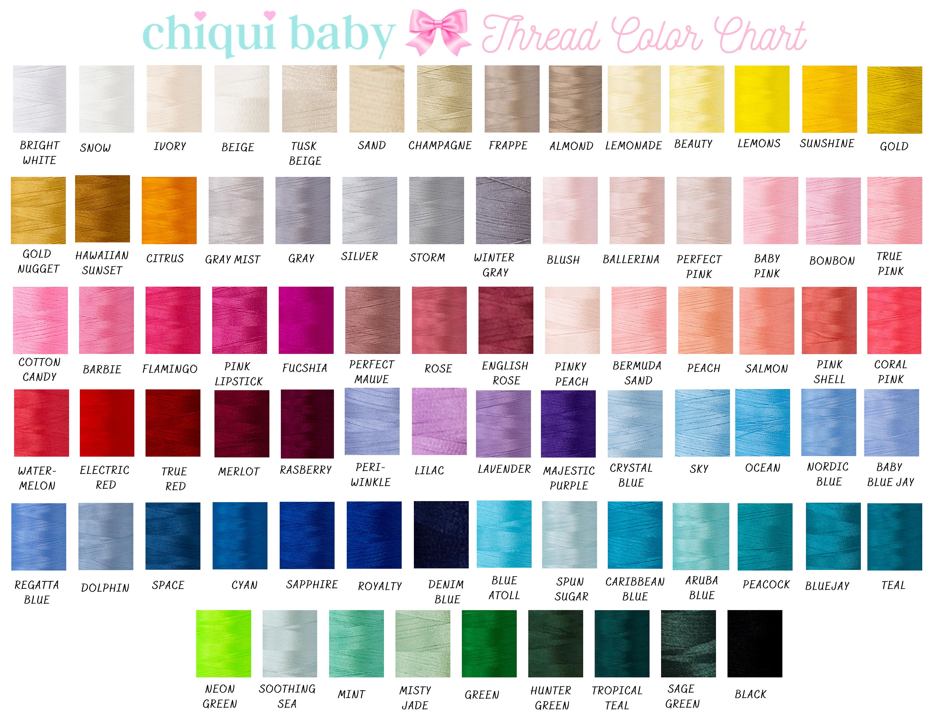 Chiqui Baby Thread Color Chart DO NOT PURCHASE - Etsy