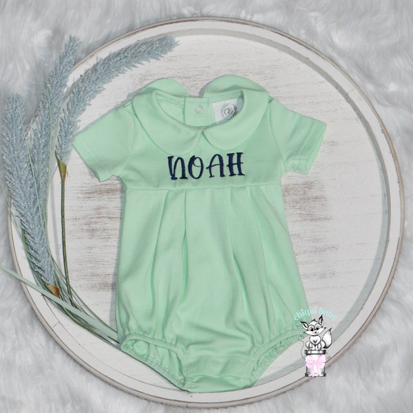 Ostern personalisierte Baby Bubble, nach Hause kommen Outfit, Baby Boy bestickt, Monogramm Strampler, Pima Baumwolle, Fotografie perfekte Babykleidung