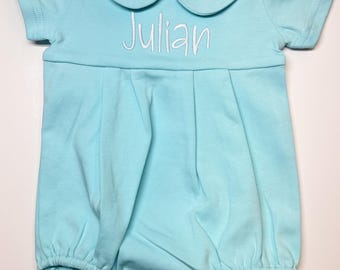 Baby Boy Romper, Coming home outfit, Embroidered Monogrammed Romper, Pima Cotton, Photography perfect baby clothes.