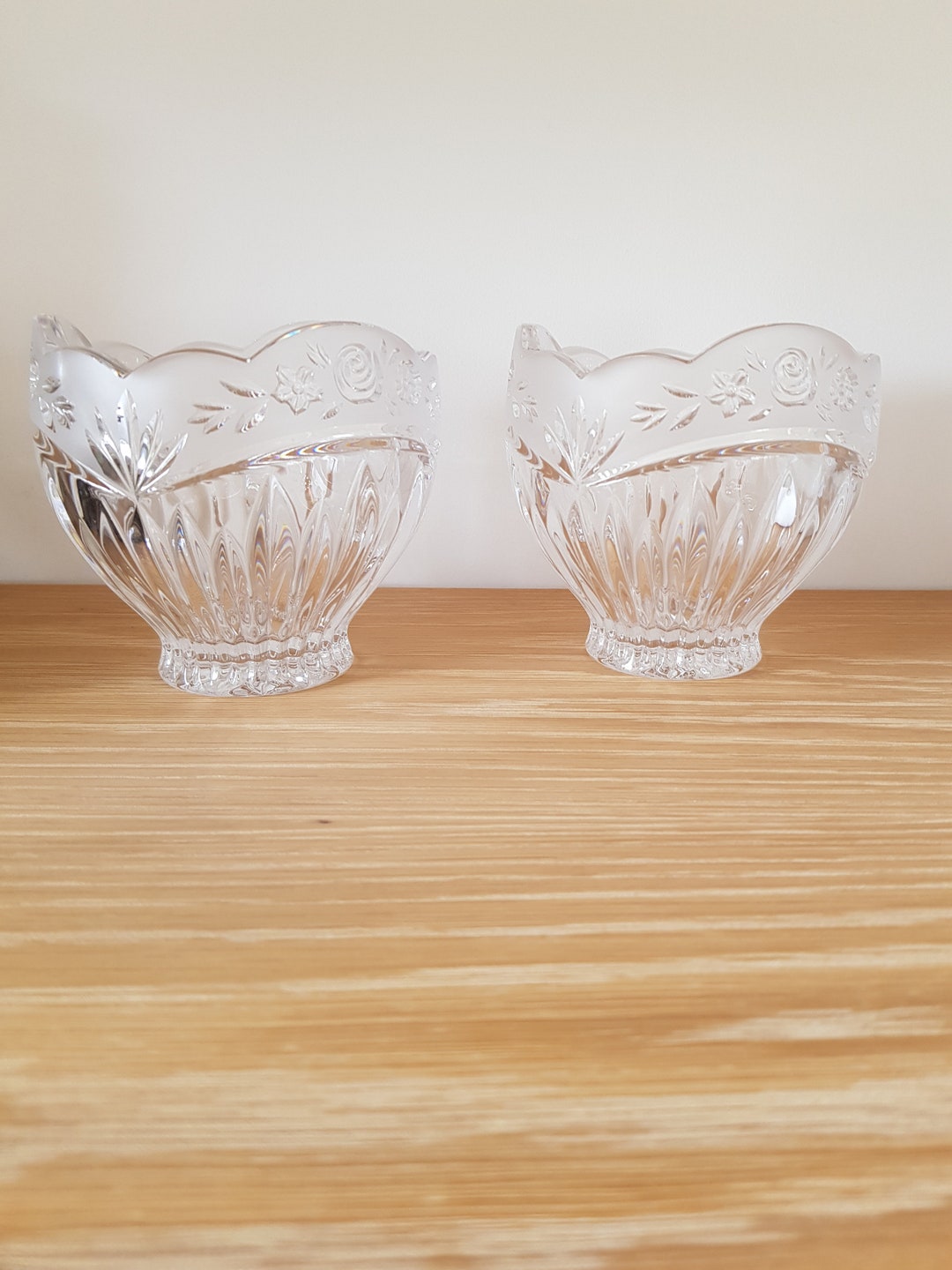 Vintage Oneida Lead Crystal Bowls Set of 2 Etsy