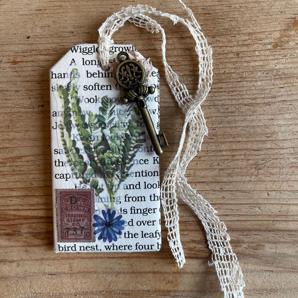 Mixed Media Package Tag Bookmark