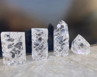 Fire and ice crackle quartz