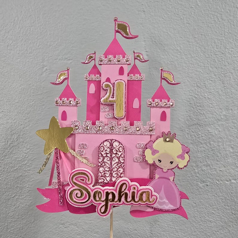 Princess Castle Cake Topper | Personalized Name Age | Princess Birthday ...