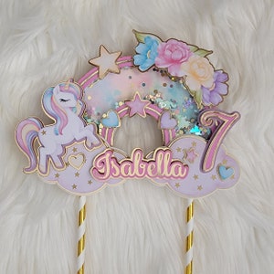 Unicorn Cake Topper Shaker | Cupcake Topper | Personalized Name Age | Unicorn Birthday