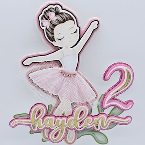 Ballerina Cake Topper | Name and Age | Pink and Gold | Personalized Cake Topper