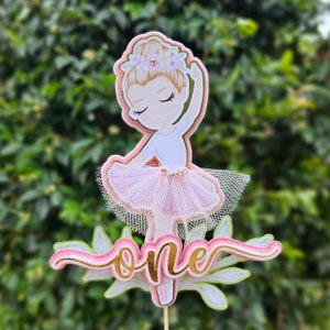 Ballerina Cake Topper | Personlaized Age| Personalize Name | Pink and Gold | Personalized Cake Topper