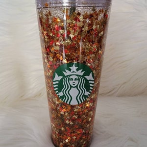 Maple Leaf | Fall | Autumn | Gold Glitter | Snow Globe Tumbler