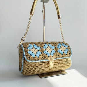 Handgehäkelte Raffia-Tasche mit Filz-Futter | Schultertasche | Boho Chic