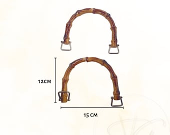 BAMBUS, Taschengriff, 100% Bambus, 2-er Set Tasche, Holz Taschengriff, Henkel, Taschenhenkel, Stricken, Garn, Griff, Tasche