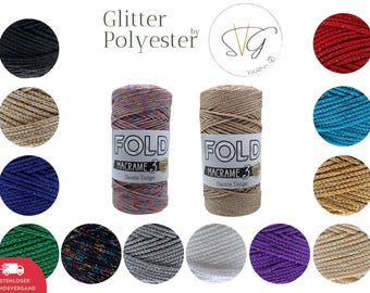 Glitzer Lurex Makramee Garn – 125m, 13 Farben, Premium Funkeln Kordel