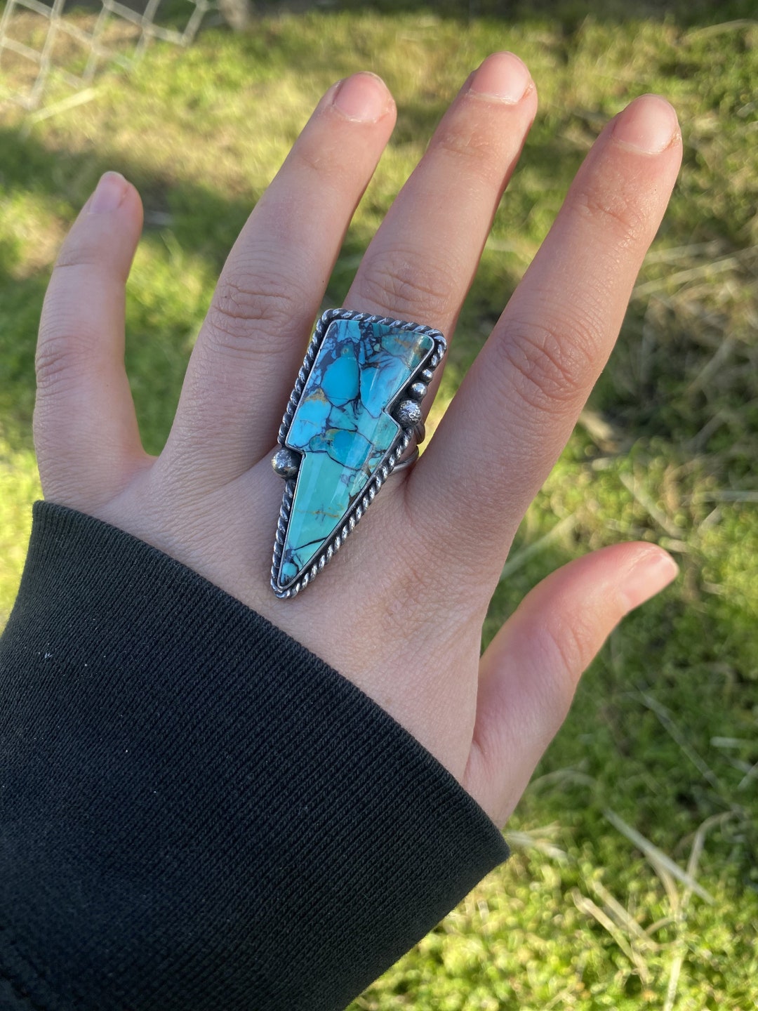 Turquoise lightning bolt ring discount