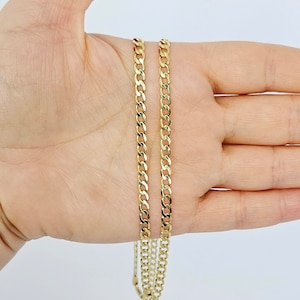 10K Gold Miami Cuban Link Chain Yellow Gold Curb Necklace For Men and Women Gift Him and Her Mom Gift Fathers day Gift Anniversary Gift