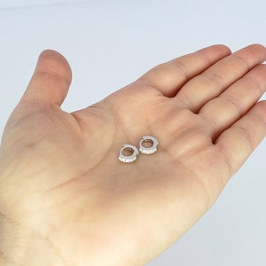 Small Hoop Earrings Pave Huggie Hoop Earrings Second Hole Earrings Sterling Silver 18K Gold Plated Everyday Tiny Hoop Earrings Silver