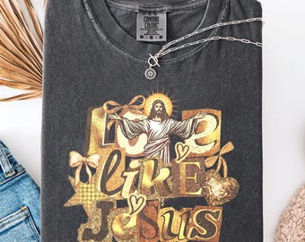 Love Like Jesus PNG, Coquette Jesus Png , Happy Valentines Day Png, Christian designs, Retro Religious Sublimation Design