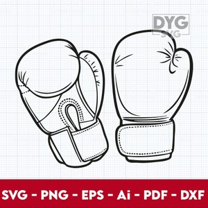 Guantes de boxeo SVG, PNG, DXF, Guantes de boxeo Clipart, Boxeo svg, Silueta de guantes de boxeo - Descarga digital