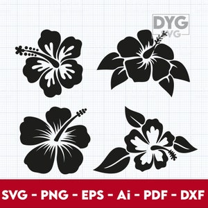 Hibiscus SVG, Hibiscus Flower Bundle SVG Cut File, Hawaiian Flower Svg ...