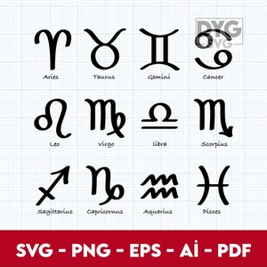 Zodiac Signs SVG Bundle , Zodiac Svg Bundle, Zodiac Sign svg, Astrology Signs Svg, Zodiac Symbols Svg, Zodiac Signs png - Digital Download