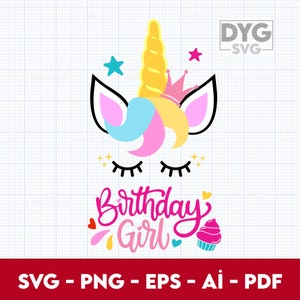 Unicorn SVG, Unicorn gezicht SVG, Unicorn verjaardag Svg, verjaardag meisje SVG, Unicorn Png, Cut Unicorn Svg - digitale download