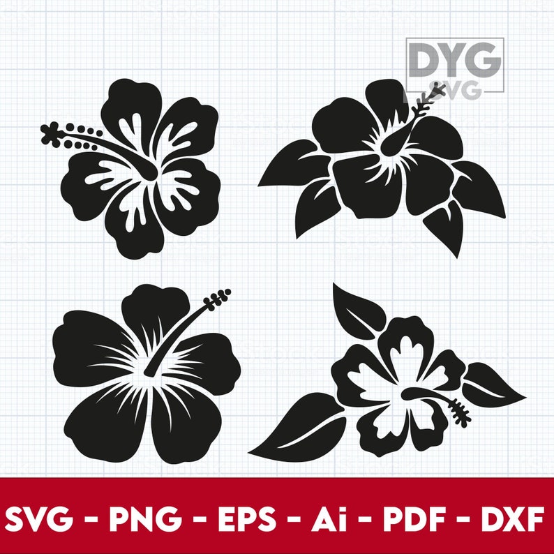 Hibiscus Flower SVG PNG Digital File Tropical Floral Clipart for Cricut