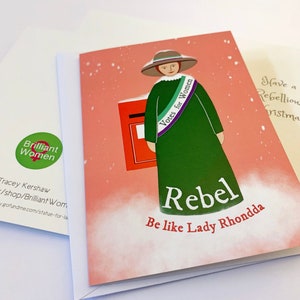 Suffragette Weihnachtskarte, Lady Rhondda, Brilliant Rebel Women