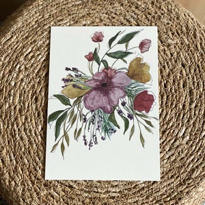 Aquarelle Blumenkarte | Personalisierbar | Naturpapier