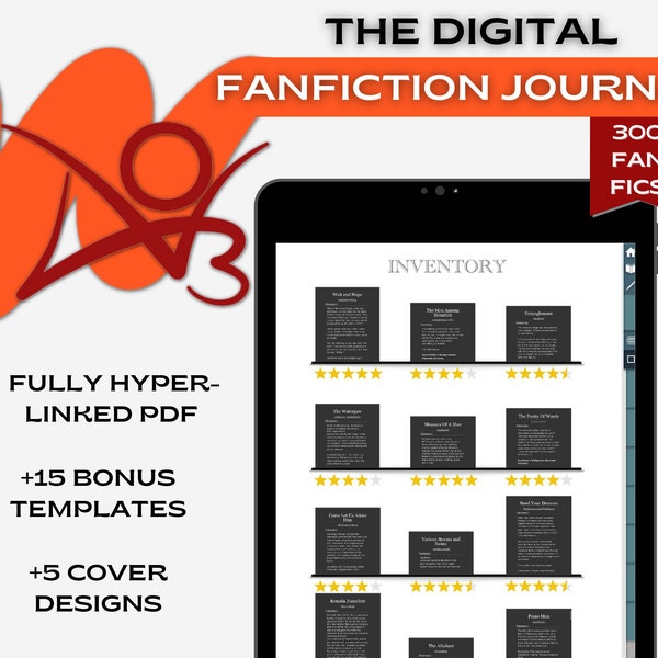 Digital Fan Fiction Journal - journal de lecture pour GoodNotes, Notability & Co | PDF hyperlien avec 15 modèles inspirés de fanfiction