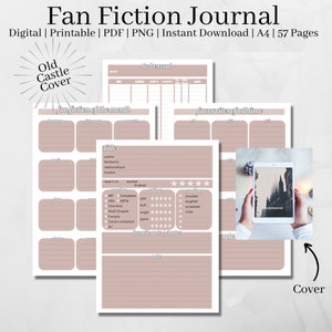 Digital Fan Fiction Reading Journal | printable | Reading Log | trackers | 57 Pages | A4 | PDF | PNG | Instant Download | Dark Academy Vibes