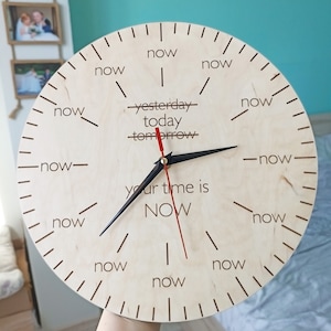 Motivational Wall Clock Inspirational Clock Now Modern Wall Clock Family Wall Decoration Home Clock Modern Clock for Wall Unique Room Clock