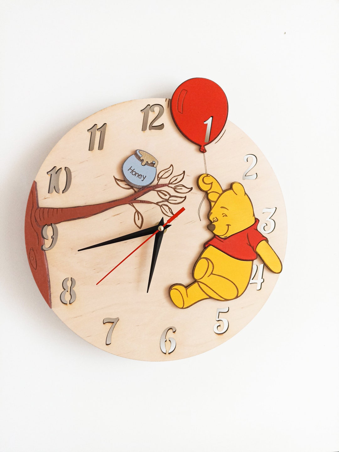 Pooh Wall Decoration Clock Kids Bedroom Art Kids Playroom Decor Silent Movement Wall Clock Kids