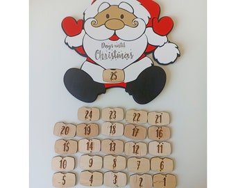 Christmas Advent Countdown Calender - Festive Santa Claus Christmas Decor for Kids-Unique Holiday Gift - Days until Christmas Countdown