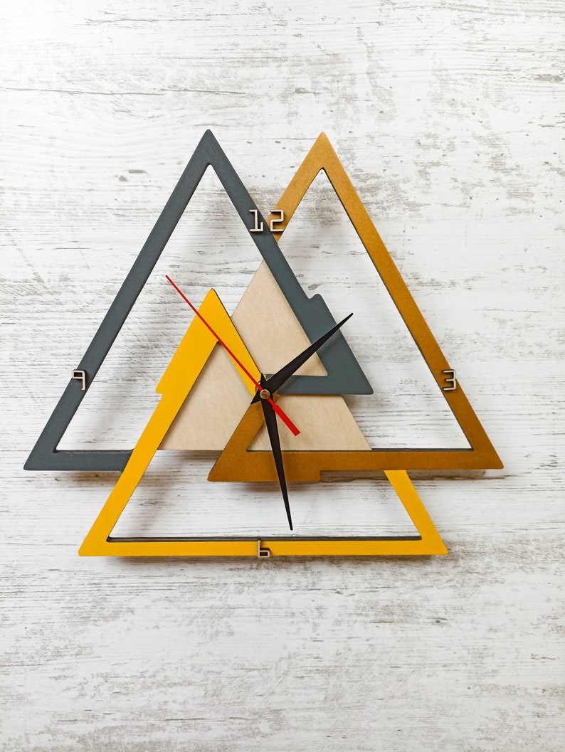 Geometric Triangle Wall Clock: Modern Minimalist Home Decor - Etsy