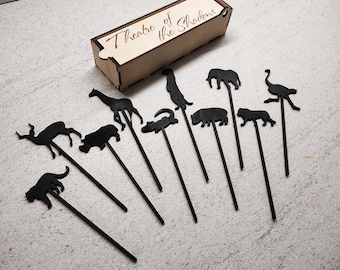 Silhouettes de théâtre d'ombres Figures d'animaux sauvages Animal pour théâtre d'ombres Silhouette en bois pour jouer un rôle de théâtre Jeu pour enfants Idée cadeau pour enfants