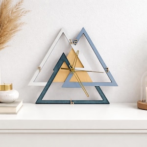 Minimalist Wooden Wall Clock with Geometric Shape, Trendy Office & Living Room Decor, Stylish Interior Timepiece, Premium Scandinavian Style