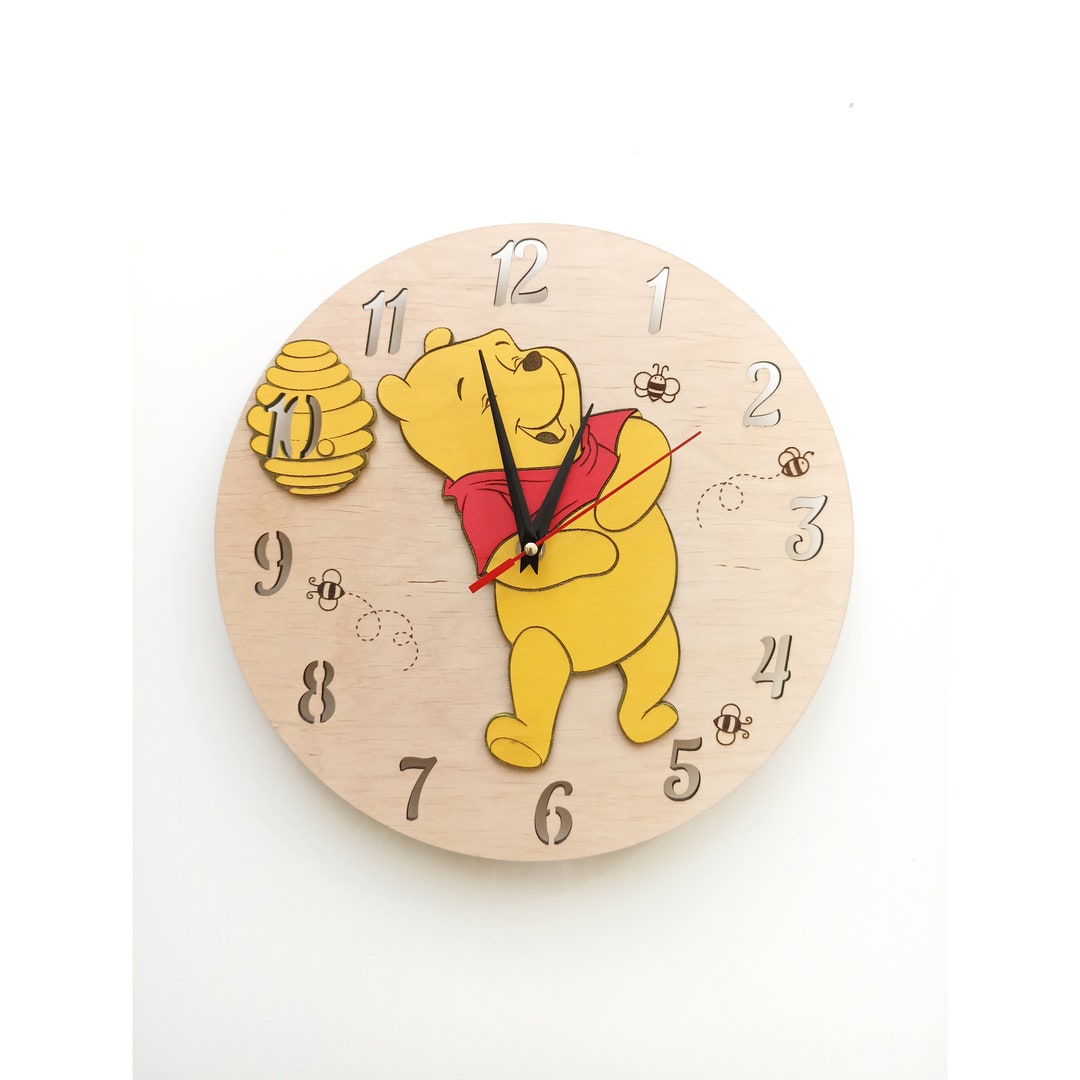Pooh Wall Clock Nursery Room Wall Clock for Kids Personalized Gift Idea