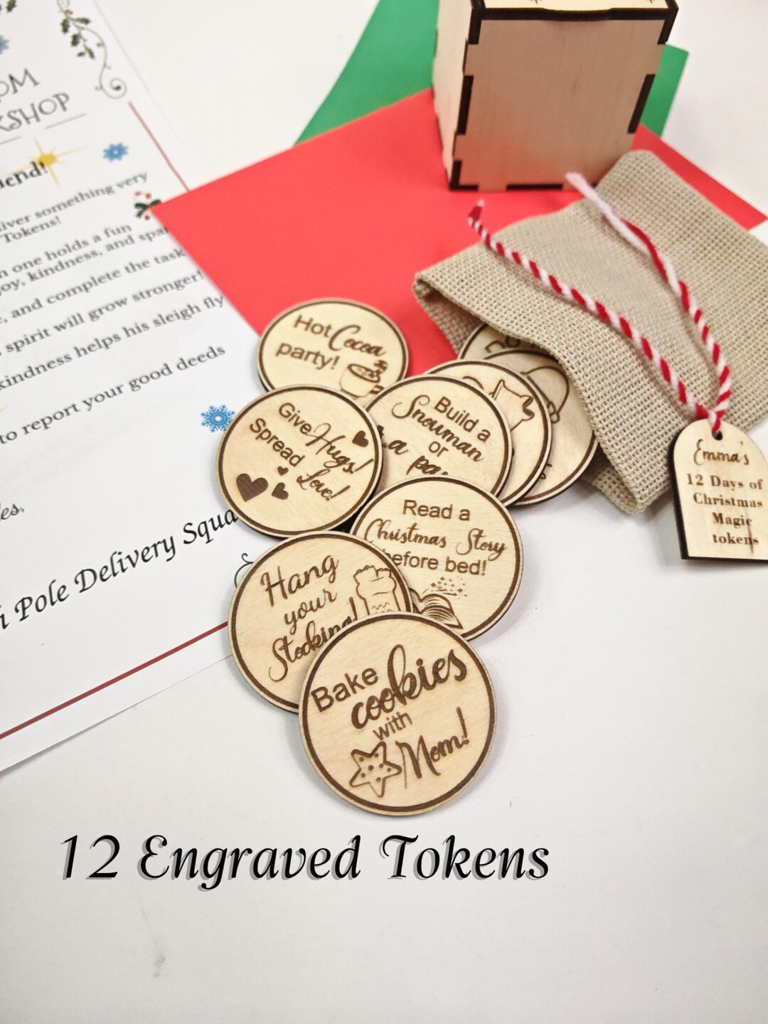 Countdown to Winter Fun - 12 Festive Tokens for Advent, Includes Santa ...