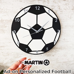 Fußball Wanduhr: Hölzernes Sport Fan Dekor, Fußball Wanduhr, Geschenk für Jungen, optionaler personalisierter Namen Schlüsselbund