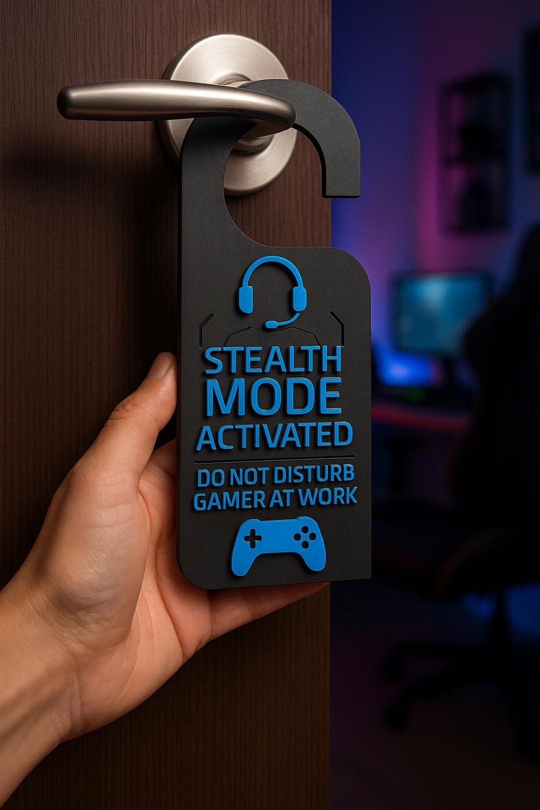 Gamer Door Hanger Sign, Do Not Disturb Mode, Laser Cut Wood Gamer Room ...