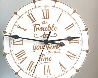 Farmhouse Wall Clock, Rustic Wall Decor, Kitchen and Dining Wall Clock, Inspiring Words Timepiece, Motivation Time Design, Farmhouse Style