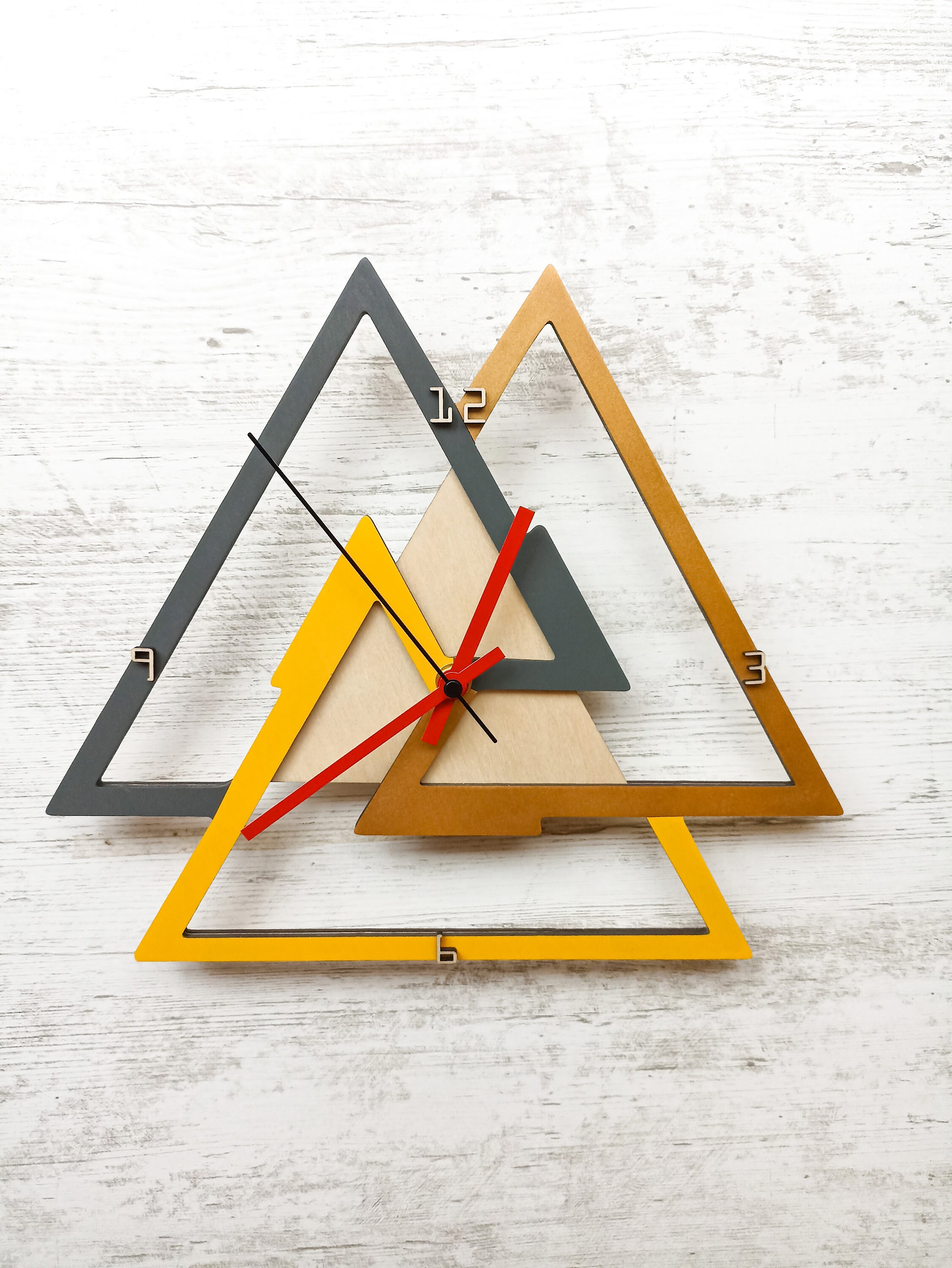 Geometric Triangle Wall Clock: Modern Minimalist Home Decor - Etsy