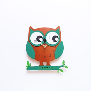 Owl Wall Clock Nursery Room Wall Clock Newborn Gift Idea Silent Movement Wall Clock Baby Gift Idea Baby Room Wall Clock Wooden Wall Decor