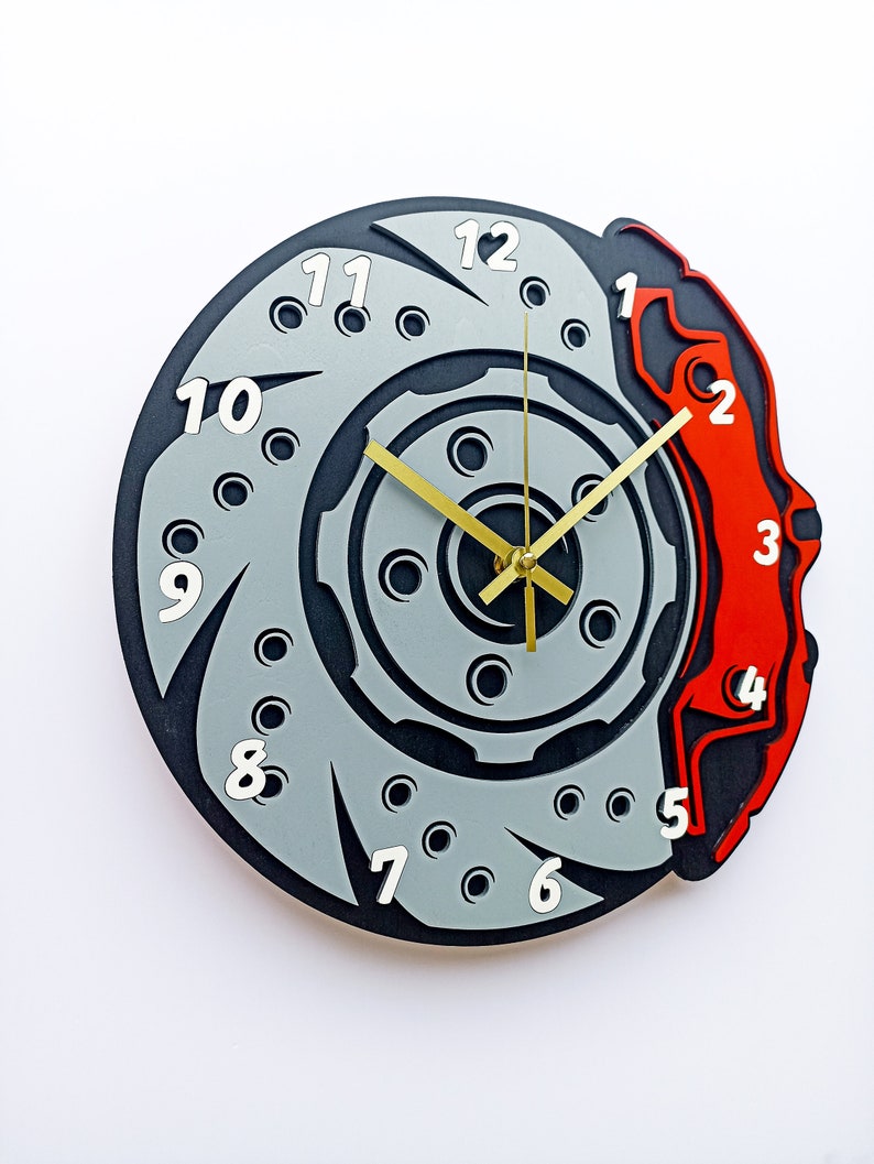Brake Rotor Wall Clock, Wooden Car Decor, Auto Mechanic Gift, Garage ...
