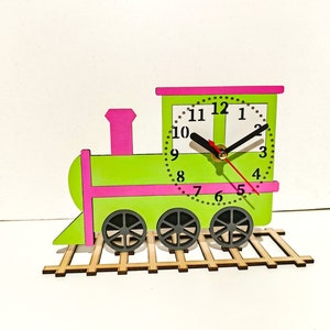 Cute Wooden Train on Railroad Design Desk Clock, 3D Nightstand Timepiece for Nursery, Children&#39;s Room Decor, Best Gift for Train Enthusiast