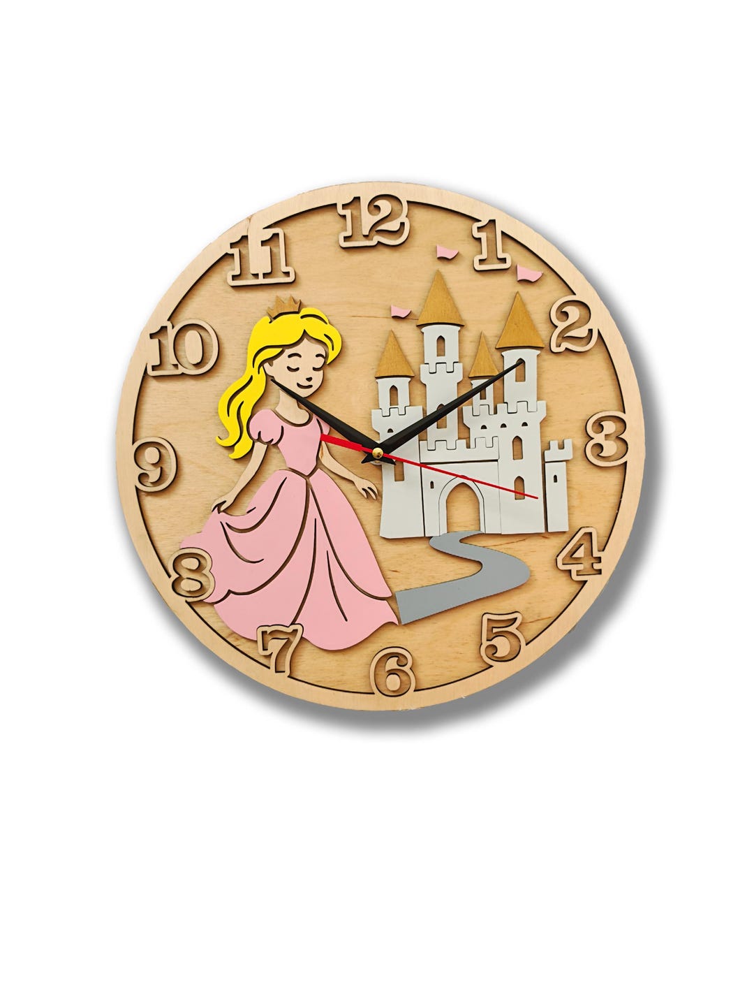 Time Clock Princess Wall Clock for Girls - Princess and Castle Decor - Fairy Tale Castle ...